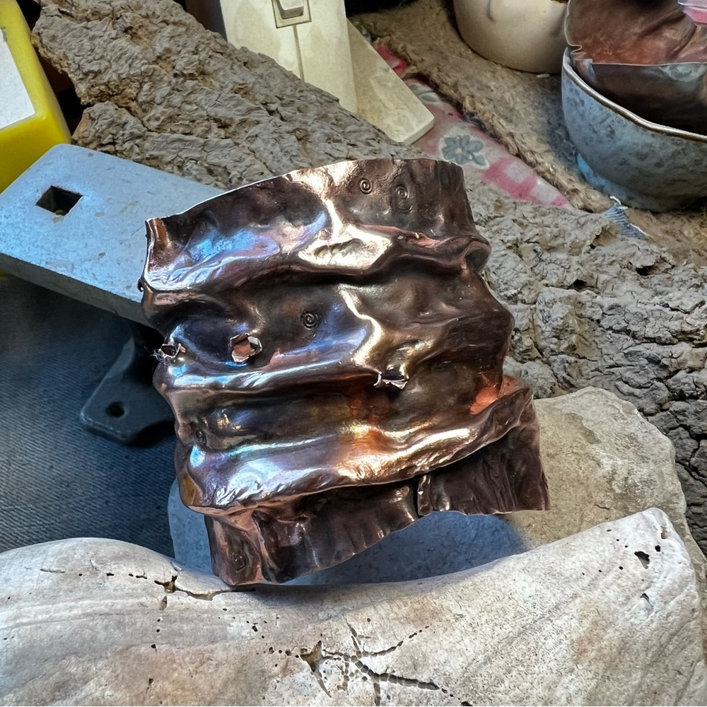 Copper Fold Formed Solid Copper Hand Crafted Cuff… - image 1